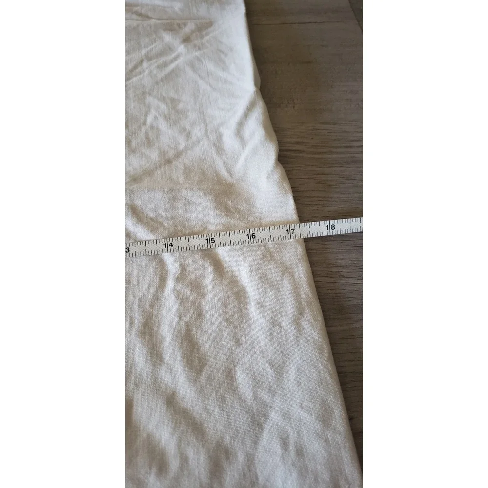 Vintage White Floral Embroidered Linen Table Runner Lace Trim Dresser Scarf